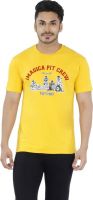 Imagica Printed Men's Round Neck Yellow T-Shirt