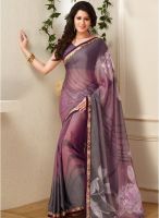 Inddus Purple Printed Saree