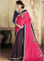 Indian Women By Bahubali Pink Embroidered Saree