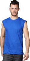 Inkovy Solid Men's Round Neck Blue T-Shirt