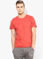 Jack & Jones Solid Men's Round Neck Red T-Shirt