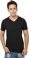 Jangoboy Solid Men's V-neck Black T-Shirt