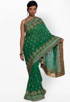 Jashn Green Embroidered Saree