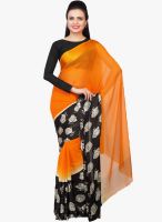 Jashn Orange Printed Saree