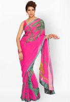 Jashn Pink Printed Saree