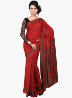 Jashn Red Printed Saree