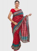 Jashn Red Printed Saree