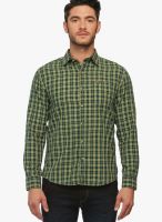 Jogur Green Check Slim Fit Casual Shirt