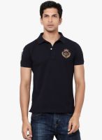 La Seven Navy Blue Solid Polo T-Shirt