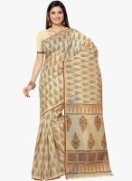 Lookslady Beige Printed Saree