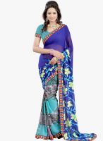 Lookslady Blue Printed Saree