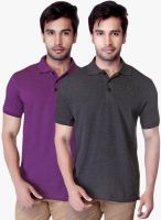 Lucfashion Pack Of 2 Multicoloured Solid Polo T-Shirt