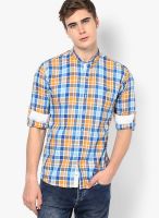 Monteil & Munero Checked Orange Linen Casual Shirt