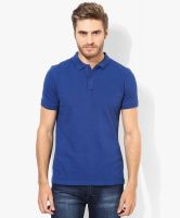 NKM Solid Men's Polo Neck Blue T-Shirt