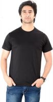 Neevov Solid Men's Round Neck Black T-Shirt