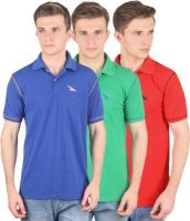PRO Lapes Solid Men's Polo Neck Multicolor T-Shirt(Pack of 3)