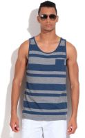 Quiksilver Striped Men's Round Neck Grey, Blue T-Shirt