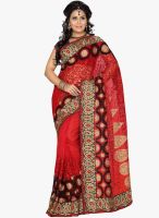 Roop Kashish Maroon Embroidered Saree