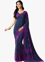 Roop Kashish Navy Blue Printed Saree