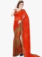 Roop Kashish Orange Printed Saree