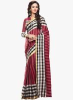 Roop Kashish Red Cotton Blend Woven Saree with Zari
