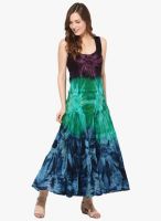 Rose Vanessa Blue Colored Printed Maxi Dress