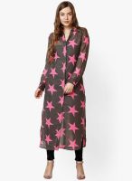 Rose Vanessa Brown Colored Printed Shift Dress