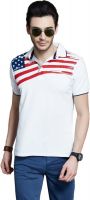 Route 66 Printed Men's Polo Neck White T-Shirt