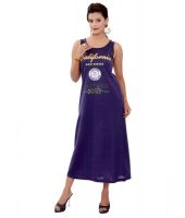 SML Blue Solid Cotton Dress
