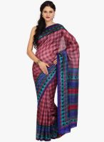 Satrang Red Checked Silk Saree