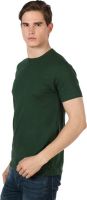 Shootr Solid Men's Round Neck Dark Green T-Shirt