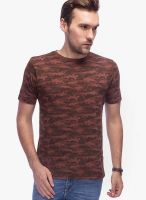 Slub Rust Printed Round Neck T-Shirts