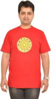 Stallion Cottons Printed Men's Round Neck Red T-Shirt