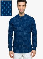 Status Quo Blue Printed Regular Fit Casual Shirt