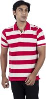 Stop To Start by Shoppers Stop Striped Men's Polo Neck Red T-Shirt