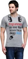 Teesort Graphic Print Men's Round Neck Grey T-Shirt
