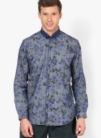 Timsy & Siddhartha Printed Navy Blue Casual Shirt