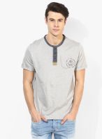 Tom Tailor Light Grey Solid Henley T-Shirt