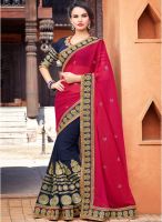 Touch Trends Magenta Embroidered Saree