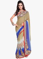 Triveni Sarees Beige Embroidered Partywear Saree