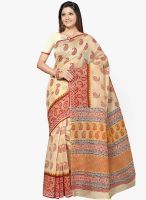 Triveni Sarees Beige Printed Saree