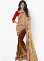 Triveni Sarees Brown Embroidered Saree