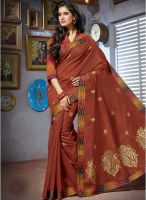 Triveni Sarees Brown Embroidered Saree