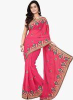 Triveni Sarees Pink Embroidered Saree