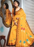 Triveni Sarees Yellow Embroidered Saree