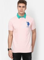 U.S. Polo Assn. Pink Solid Polo T-Shirts