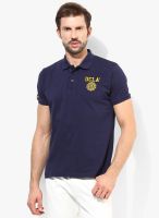 Ucla Navy Blue Printed Polo T- Shirt