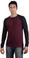 Vagga Solid Men's V-neck Maroon T-Shirt
