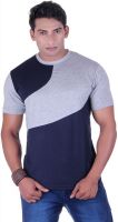Vivid Bharti Solid Men's Round Neck Grey, Dark Blue T-Shirt Vivid Bharti Solid Men's Round Neck Grey, Dark Blue T-Shirt