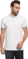 883 Police Self Design Men's Polo Neck White T-Shirt